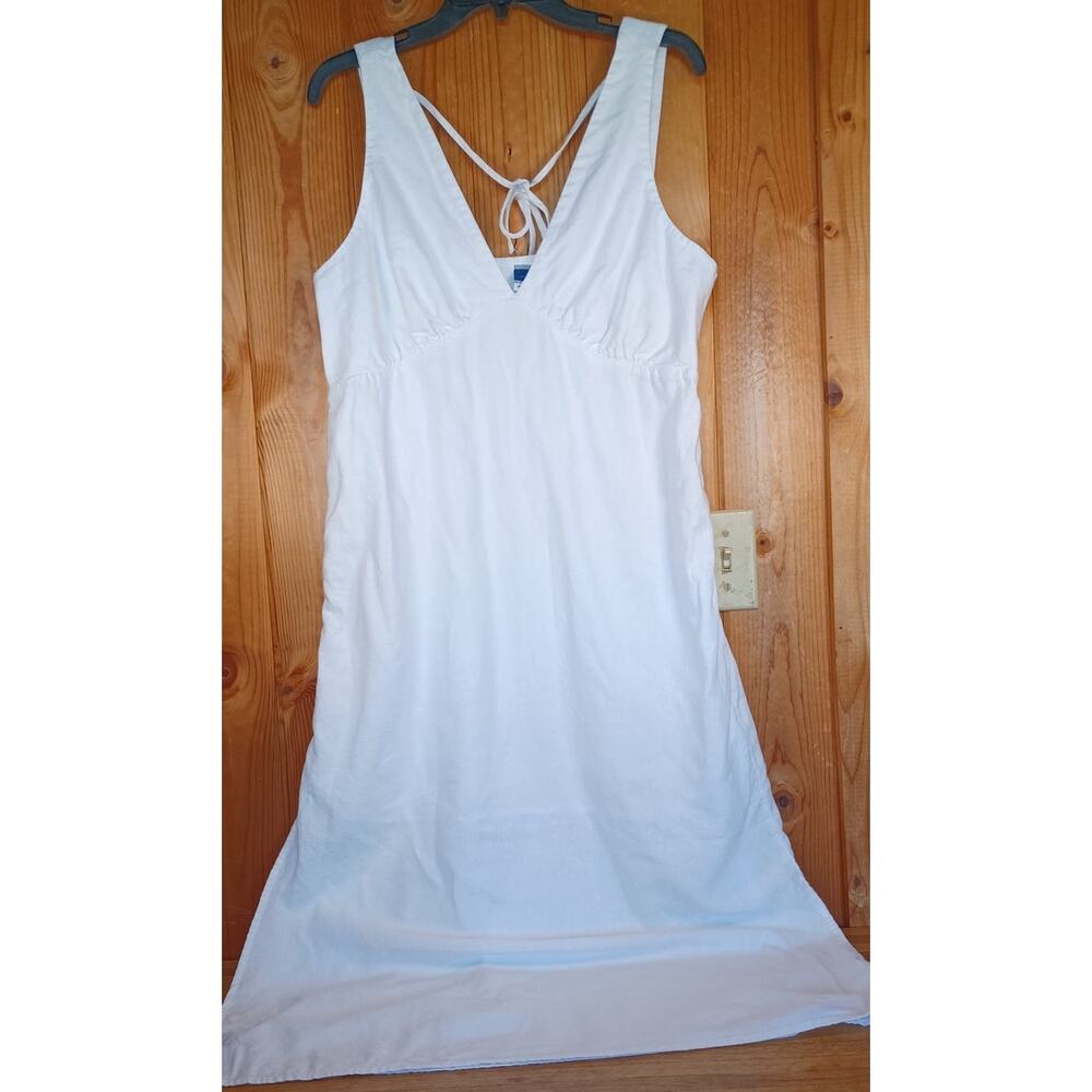Old Navy White Linen Blend Maxi Dress XL Beach Resort Coastal Sundress - Picture 2 of 7